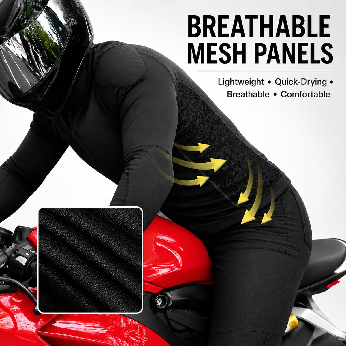 Conjunto moto hombre con chaqueta y pantalón, protecciones CE extraíbles, equipamiento protector transpirable con pantalones stretch para turismo, rutas y uso diario(Size:XXXL,Color:White Black1)