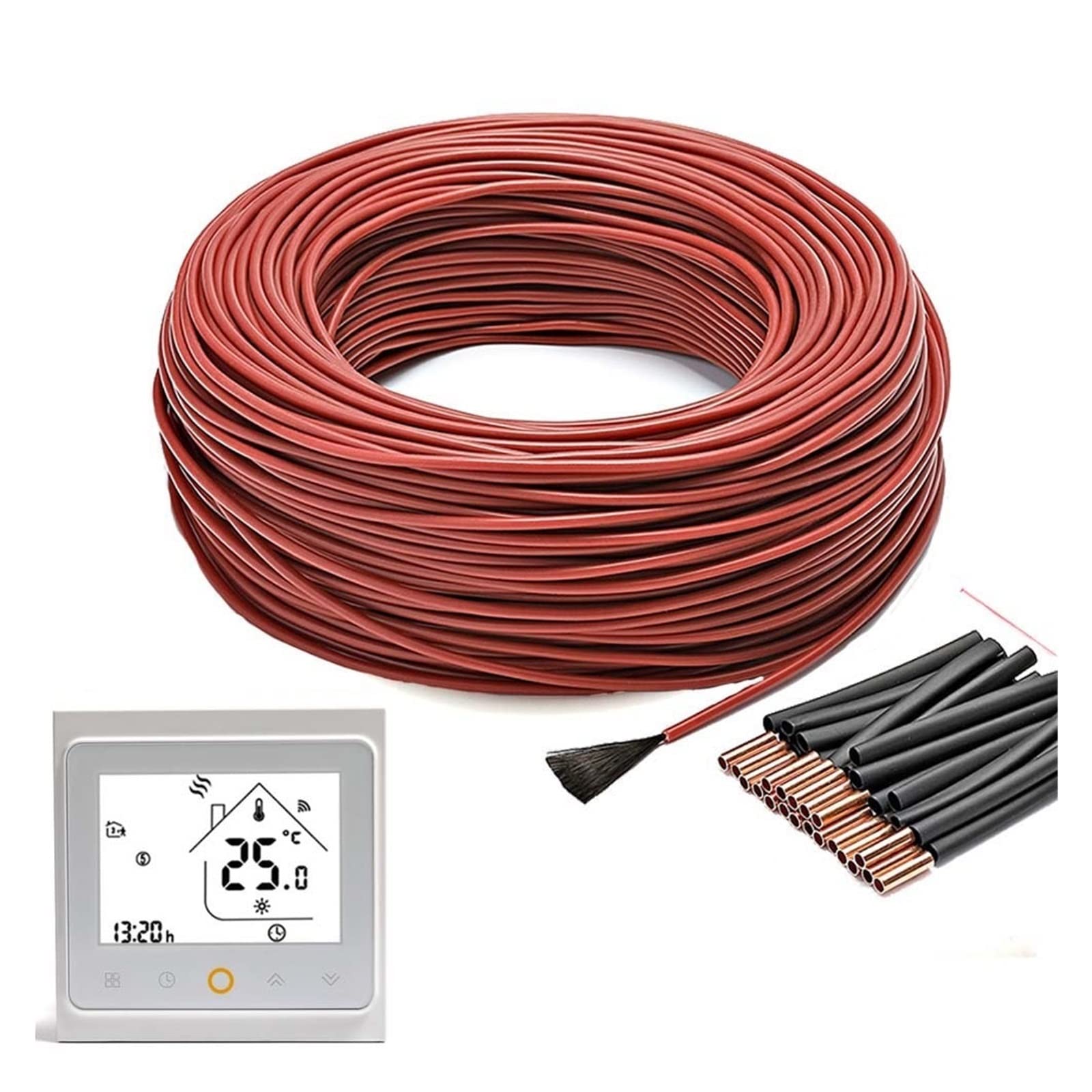 Kabel grzewczy 50m12K 33ohm System ogrzewania podłogowego Cewka grzewcza Kabel grzewczy z termostatem czujnika temperatury Wifi perfection (Color : 50m and M6 706)