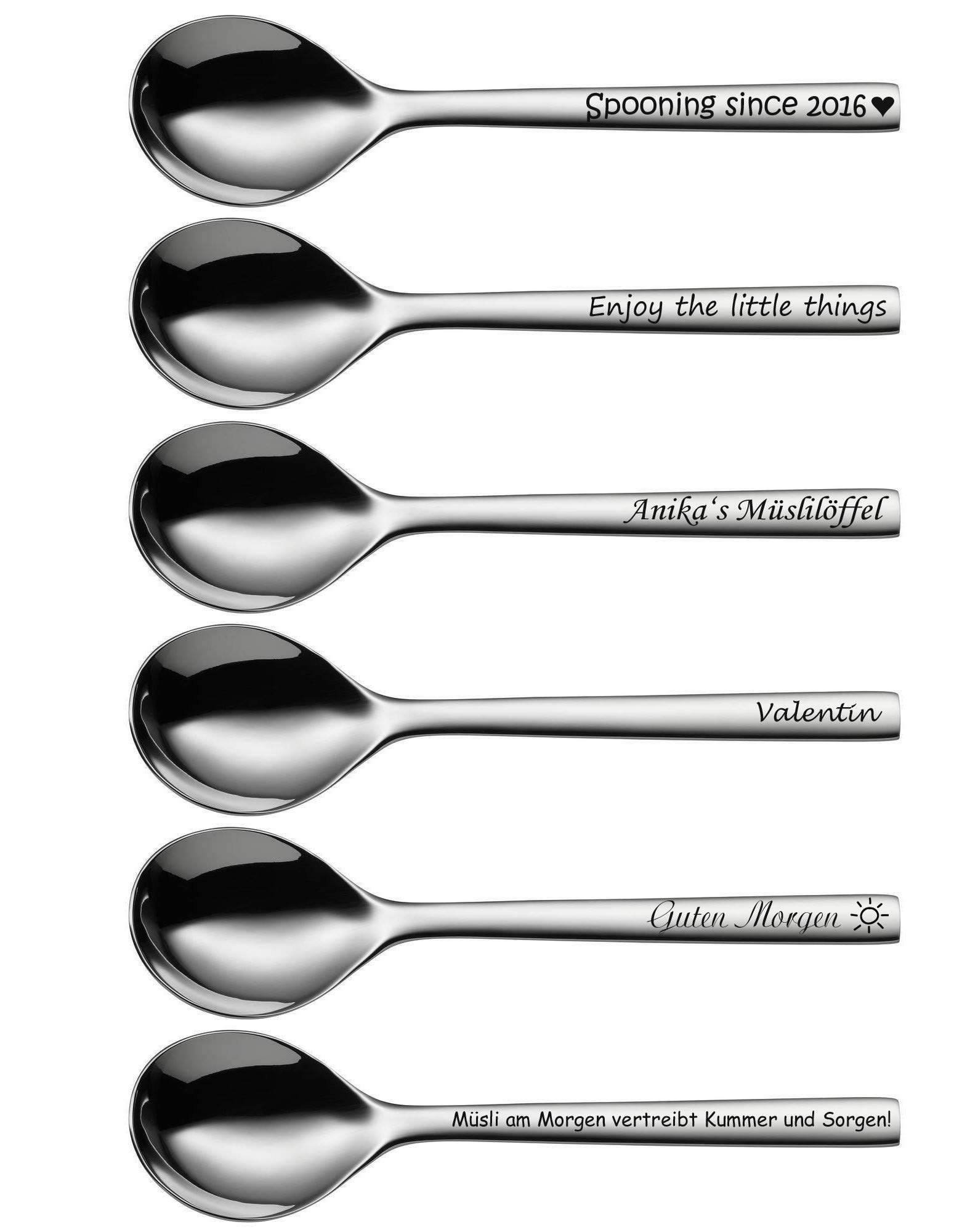 WMF Nuova Müslilöffel mit Gravur nach Wunsch Cromargan Edelstahl 16,5 cm Löffel