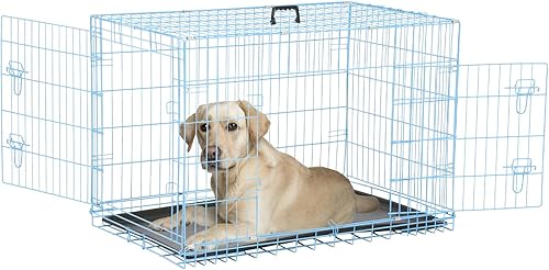 Miniatura 35 de Jaula para perros, jaula para perros, perrera de alambre de metal para exteriores, plegable de doble puerta, jaula para mascotas para perros Negro