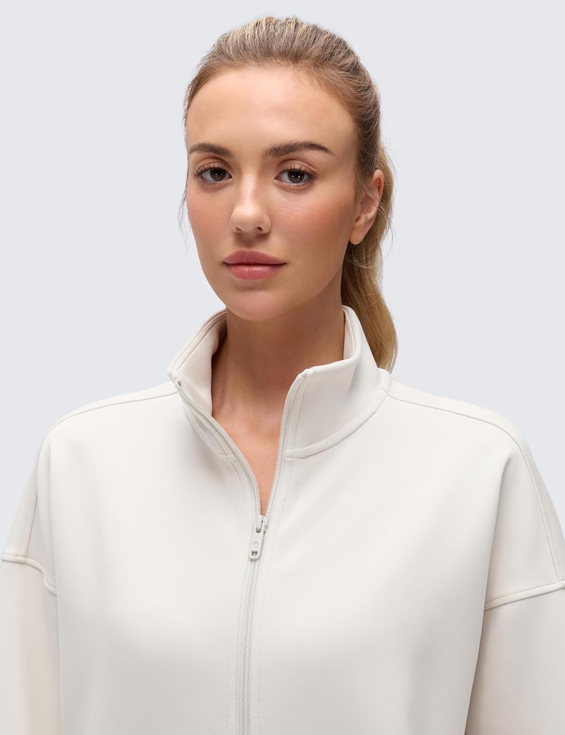 CRZ YOGA SoftAura Full Zip Sweatshirt for Women - Workout Casual Zipper Funnel Neck Sweat Shirts Jackets with Pockets - Image 3