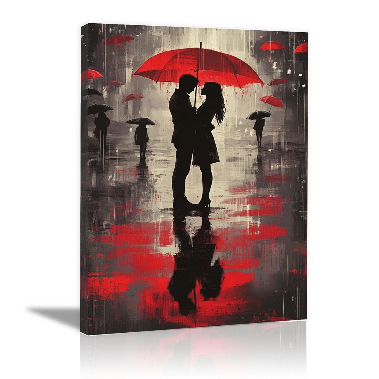 WIKEO Banksy Graffiti Canvas Wall Art Abstract City Men Women Living Room Décor,Canvas Prints,Abstract Wall Art,-Street Pop Posters Inspirational Quotes(Red)-70x100cm Framed