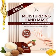 Repairing Hand Mask for Dry Cracked Hands, Hand Masks with Shea Butter, Jojoba Oil & Vitamin E, Moisturizing Gloves, Skin Care Gifts for Women & Men, Self Care Gifts for Women 6 Pairs - PAC2