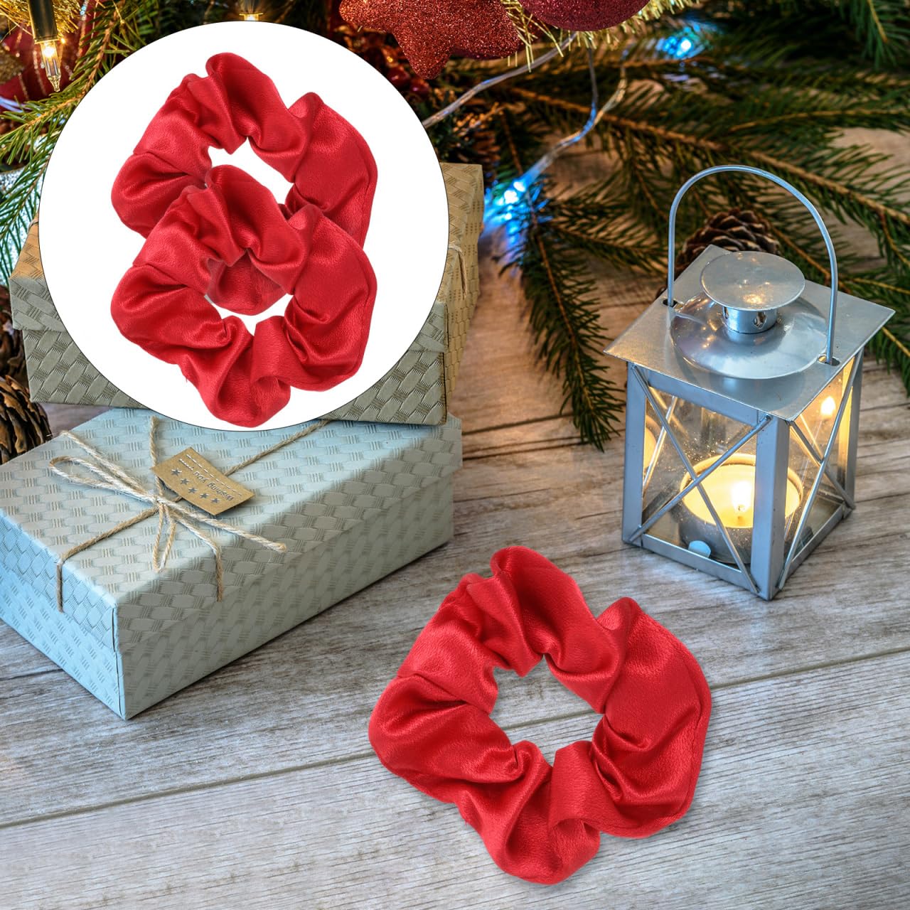 FRCOLOR 10Pcs Christmas Scrunchies Red Satin Hair Ties Elastic Hair Accessories for Girls Ponytail Holders Festive Decoration - Image 2