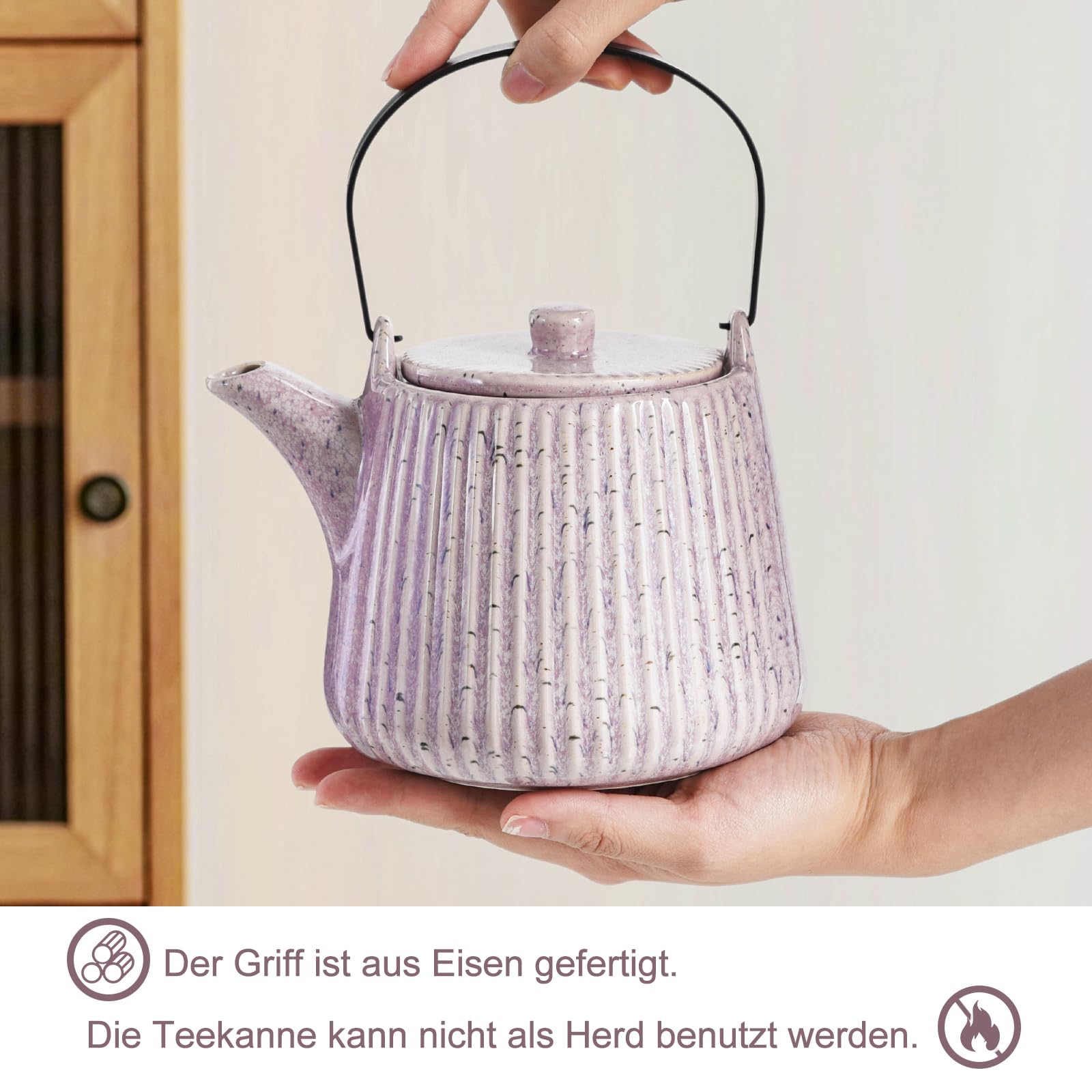 Yundu Tetera de porcelana, 1000 ml, con infusor de té extraíble y colador para té suelto