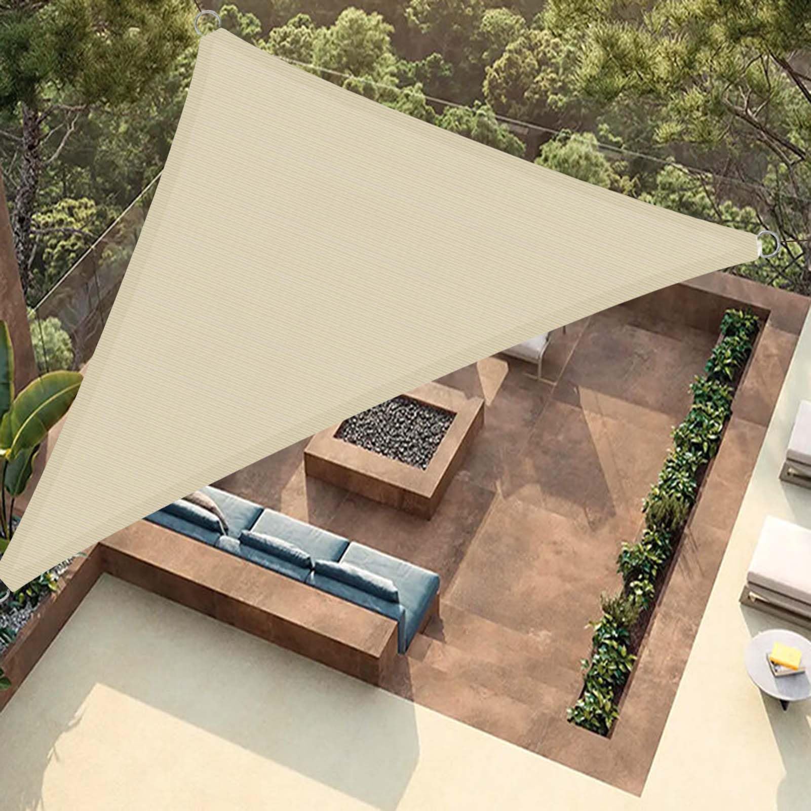 7 x 7 m dreieckiges Sonnensegel, UV-Blockierung, Sanddach, Abdeckung für Außenbereich, Terrasse, Hinterhof, Garten, Veranda, Durchlässige Markise mit 
