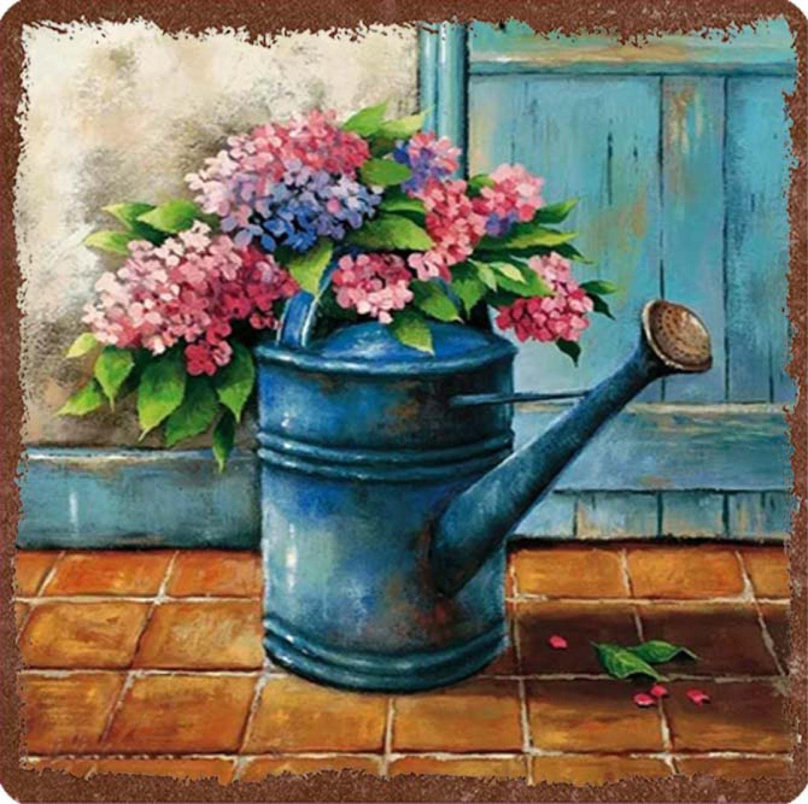 Lot De 3 Plaques Métalliques Vintage XIAOMA - Fleurs Lavande De Provence - Décoration Murale Jardin, Maison, Cuisine Ou Ferme - 30,5 X 30,5 Cm Style B