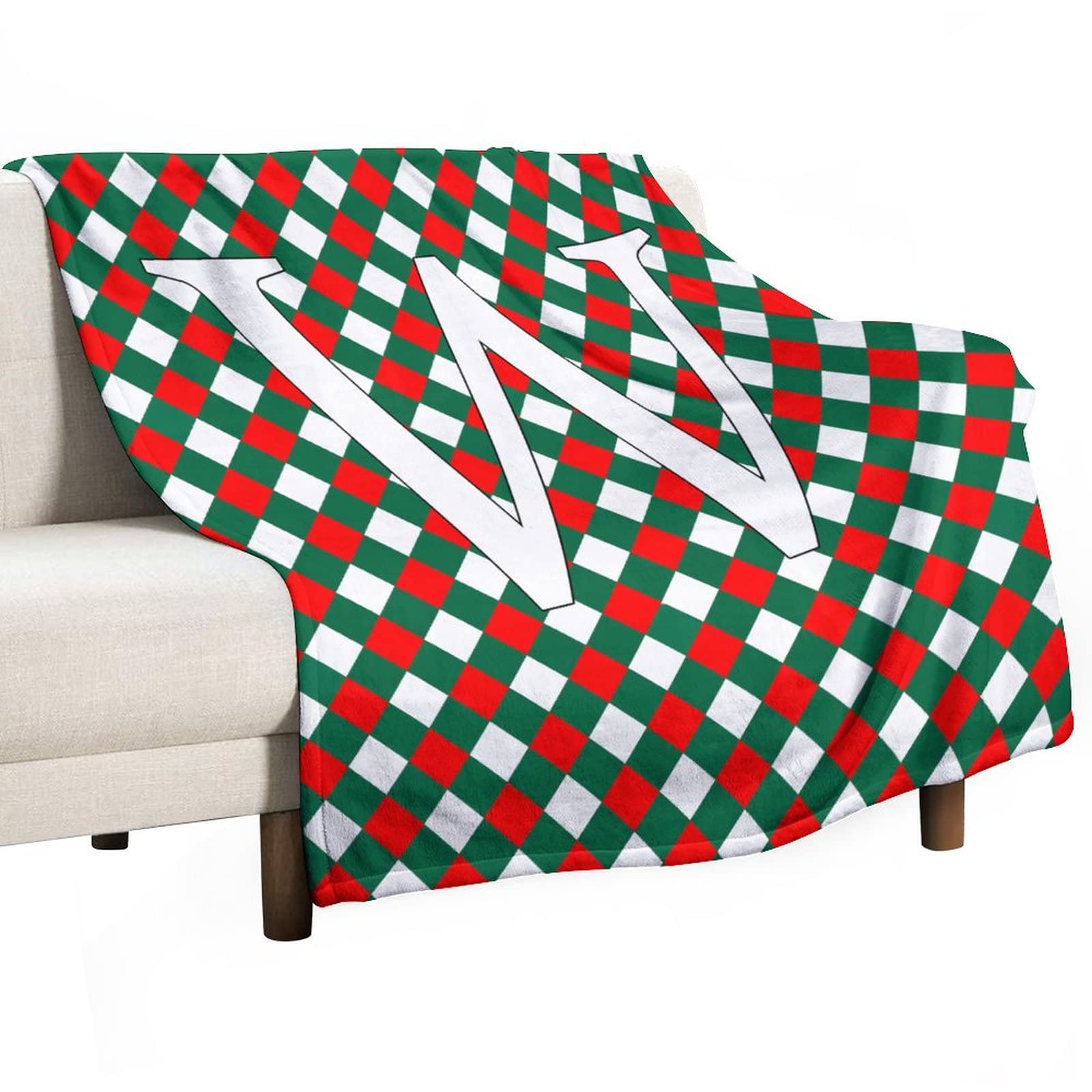 Couverture pelucheuse avec initiale de Noel W pour lit et canape, plaid de buffle 130x150cm