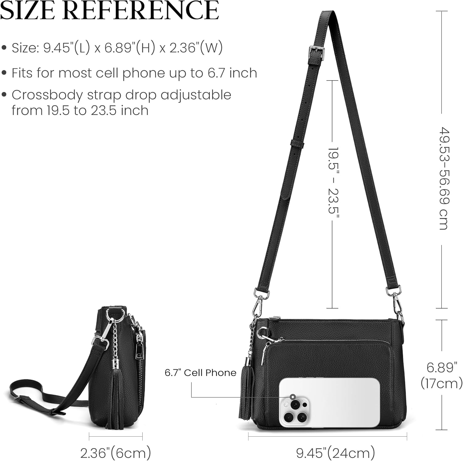 befen Anti Theft Genuine Leather Crossbody Bags for Women Handbags and Shoulder Basg with Built in Wallet RFID Leather Purse - Image 6