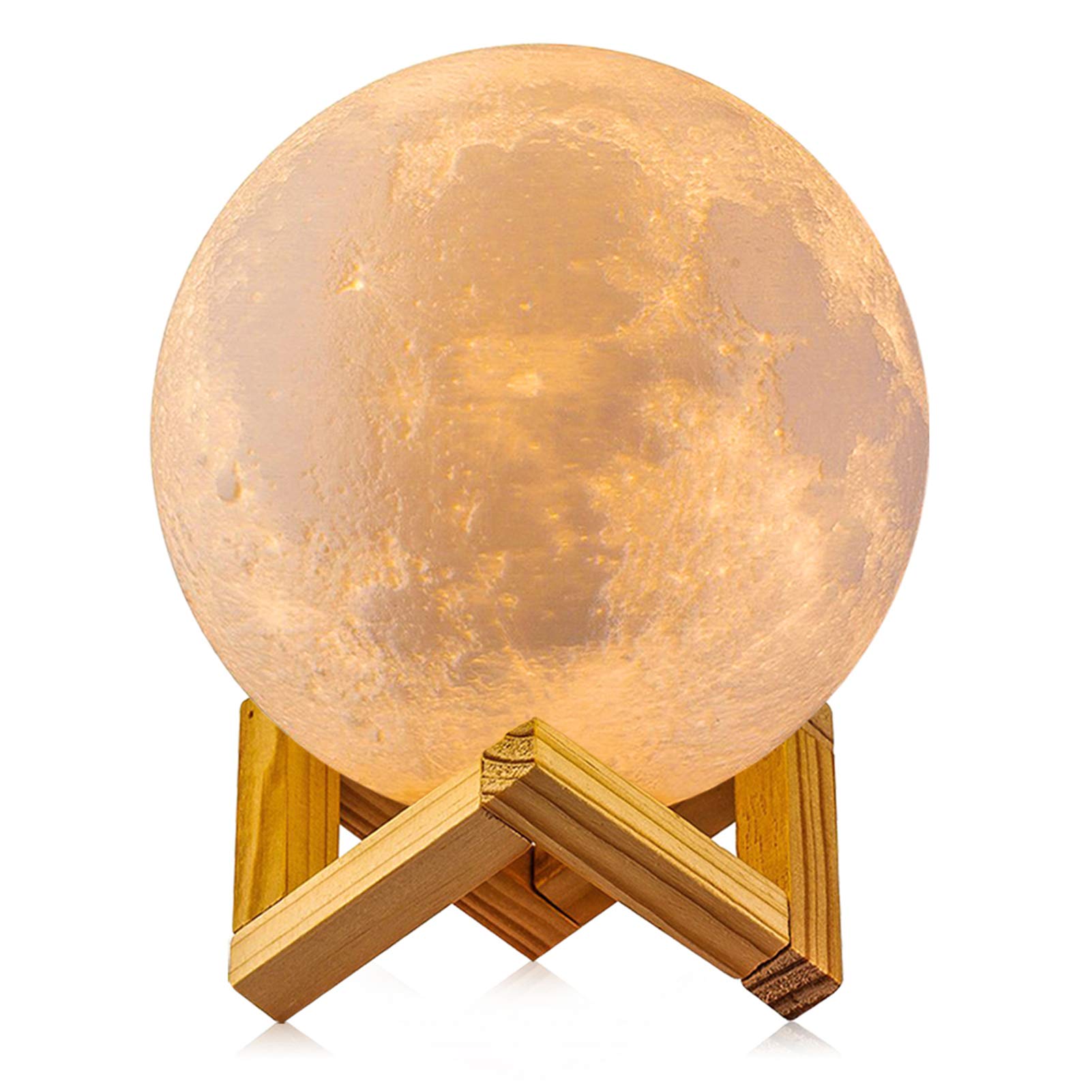 LOGROTATEMoon Lamp, 3D Printing 2 Colors RGB Led Moon Light with Stand, Moon Light Lamps with Touch Control and USB Recharge (3.98 inch)