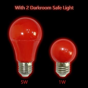 Darkroom Safelight Portable Red Lamp with Clip 360 Degree Desk Light with Switch, E27 LED Screw Light with 180cm Power Cord
