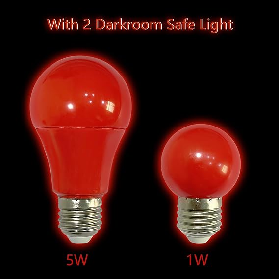 Darkroom Safelight Portable Red Lamp with Clip 360 Degree Desk Light with Switch, E27 LED Screw Light with 180cm Power Cord