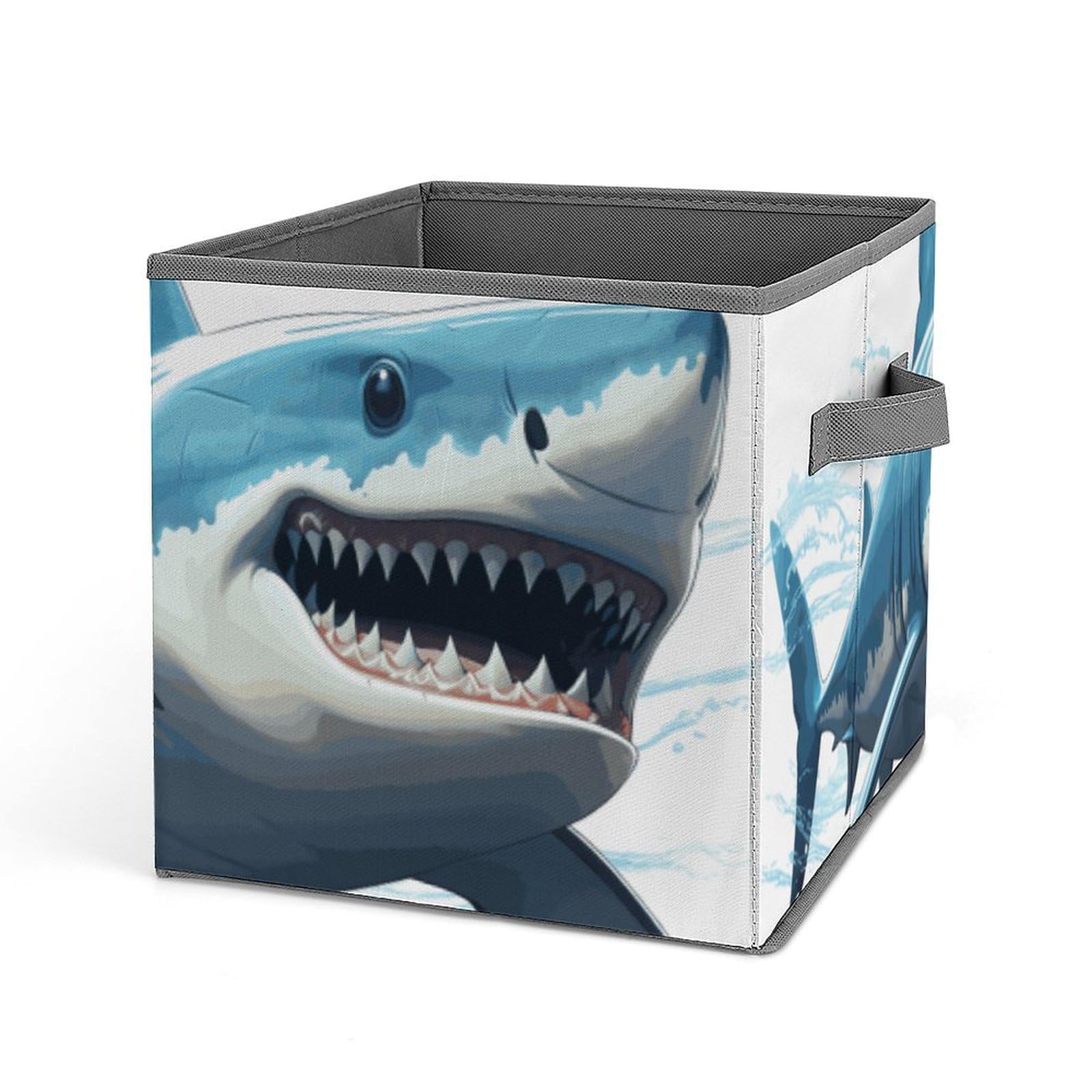 Bac de rangement requin bleu pliable de 27,6 cm pour étagère