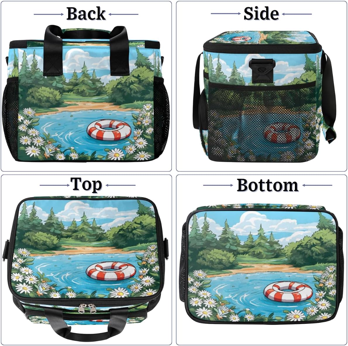 Swimming Ring Insulated Picnic Backpack Lunch Box for Women Men Picnic Basket Tote Lunch Bag Picnic Bag Portable Lunch Bags for Picnic, Beach, Work, Trip,Office, Camp Summertime Relaxation