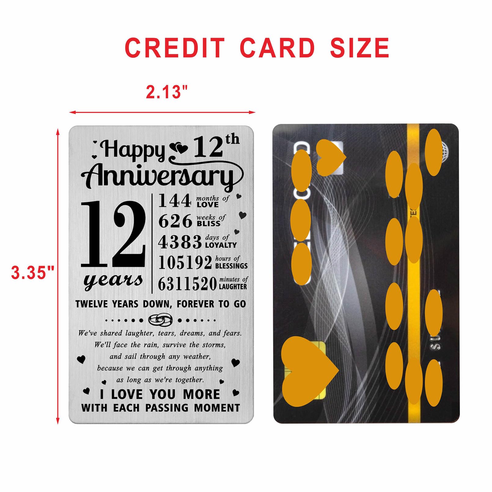 Richesele 12th Anniversary Card, Happy 12 Year Wedding Anniversary Wallet Card - Image 2