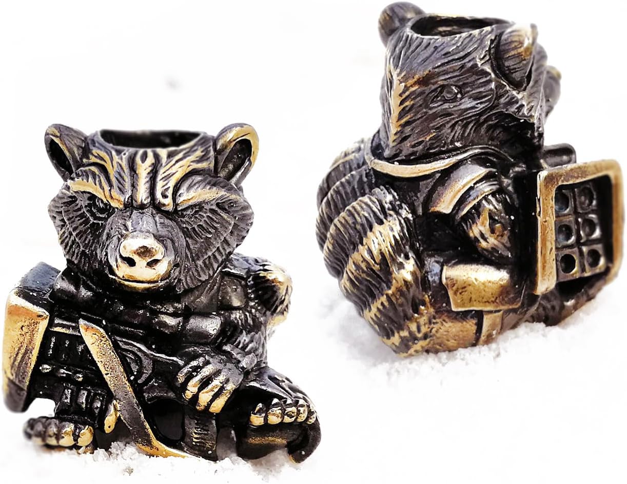 СooB EDC Paracord Bead, Knife Lanyard Bead, Pendant Rocket Raccoon. Metal Hand-Casted Paracord Beads Pendants for Paracord Knives Lanyards 1Pcs/Lot