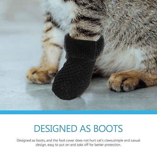 Miniatura 6 de Orejeras ajustables para patas de gato, cubiertas protectoras para patas, zapatos de gato, tapas de garra antiarañazos, ajuste cómodo para