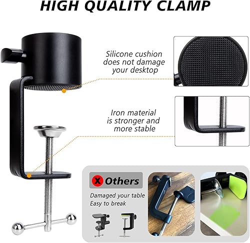 Miniatura 5 de SUNMON - Brazo de brazo de brazo de micrófono con tubo de extensión brazo de brazo de micrófono compatible con HyperX QuadCast brazo de micrófono de