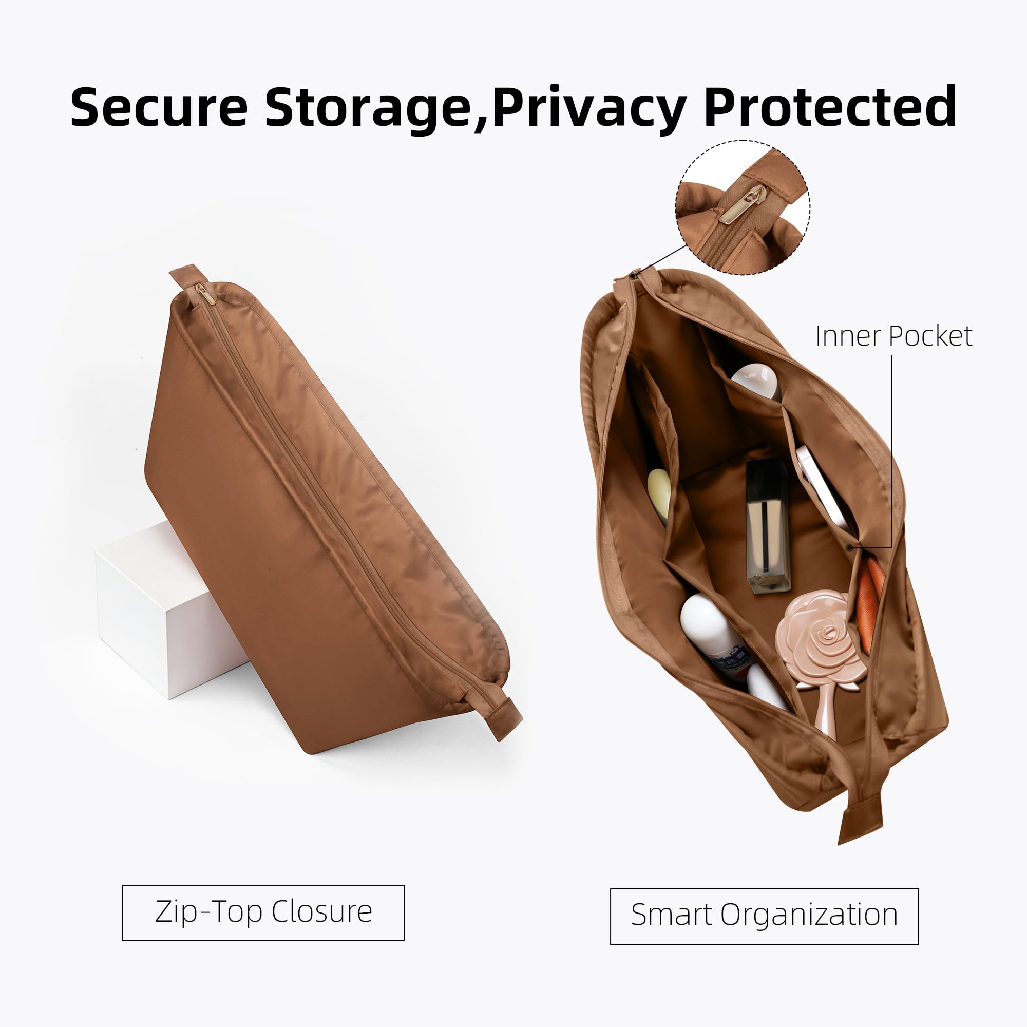 DGAZ Satén Organizador Interior para Neverfull GM con Cremallera, Gold