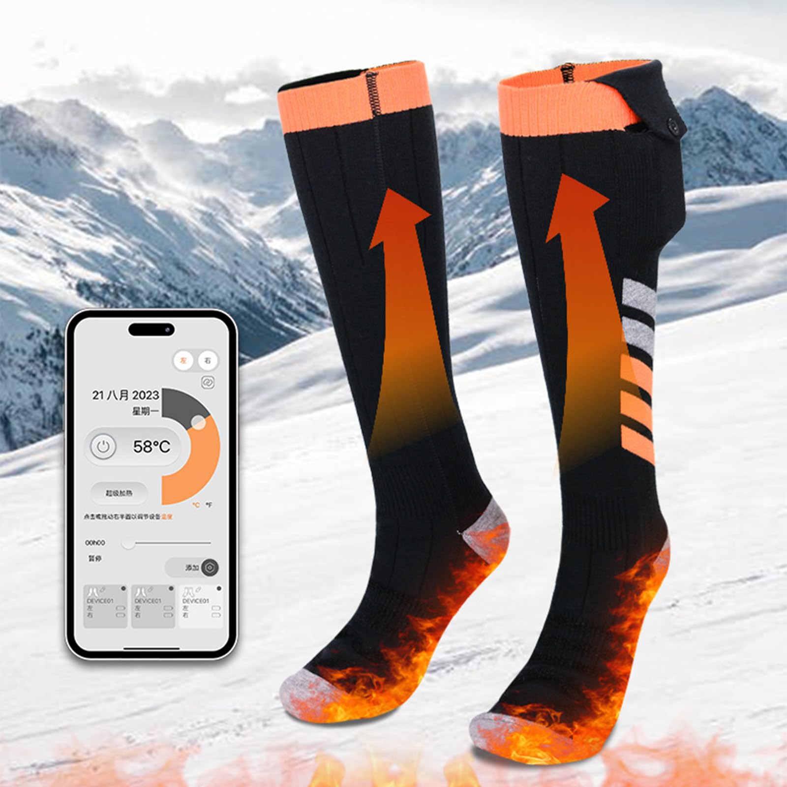 Cootway Chaussettes Chauffantes, 5000 MAh, Chaussettes Chauffantes électriques Rechargeables