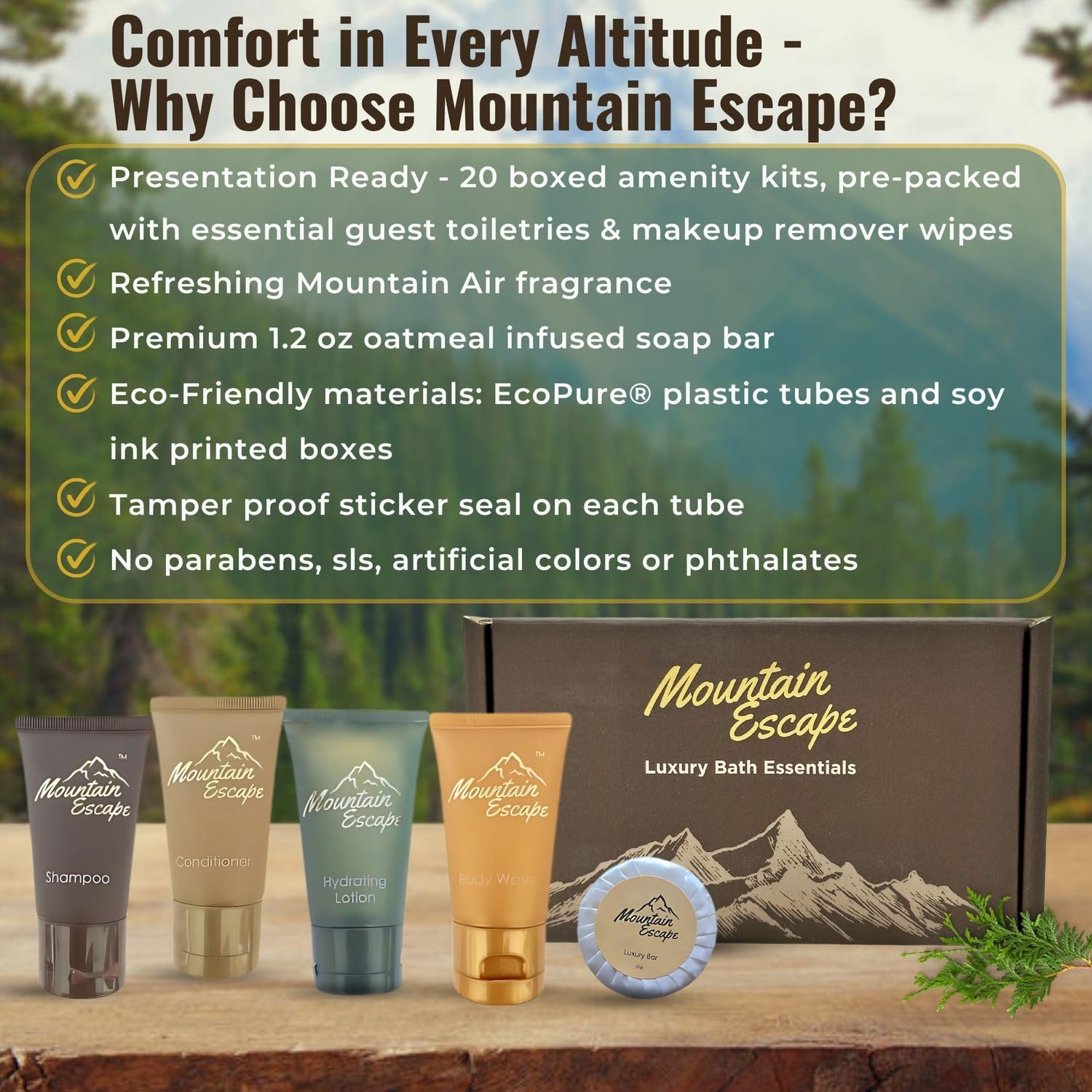 20 Display Ready Boxed Amenity Kits with Premium Hotel Toiletry Essentials - 1 oz Shampoo, Conditioner, Body Wash, Body Lotion, 1.2 oz Guest Soap & 2 Makeup Remover Wipes - Air bnb & Vacation Rentals - Image 4