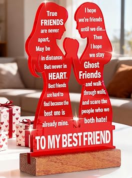 Bestfriend Birthday Gifts for Women - Acrylic Desk Plaque Sign Friendship College Graduation Gifts for Women Best Friends BFF Work Besties Long Distance Birthday Presents
