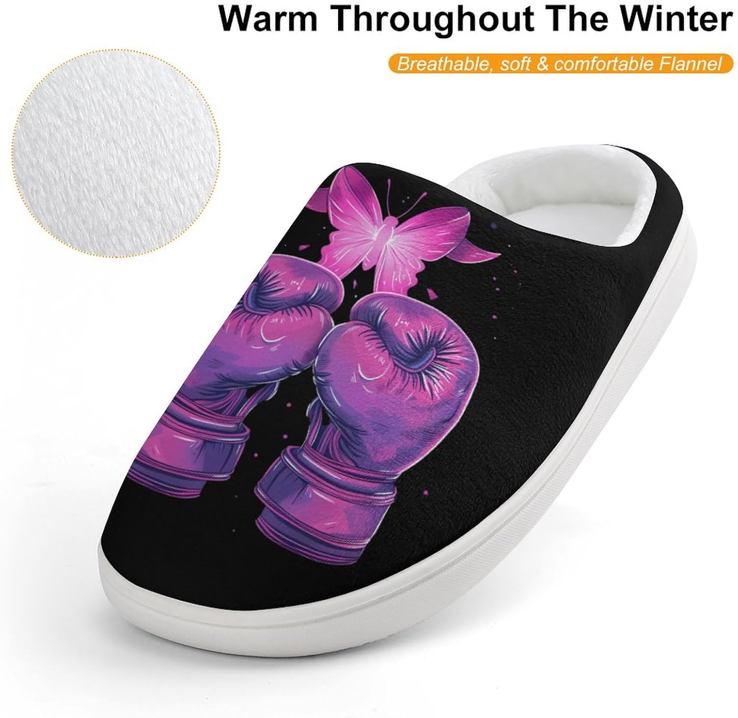 Breast Cancer Survivor Cute Cotton Slippers Anti-slip House Shoes Funny Slipper Indoor Outdoor