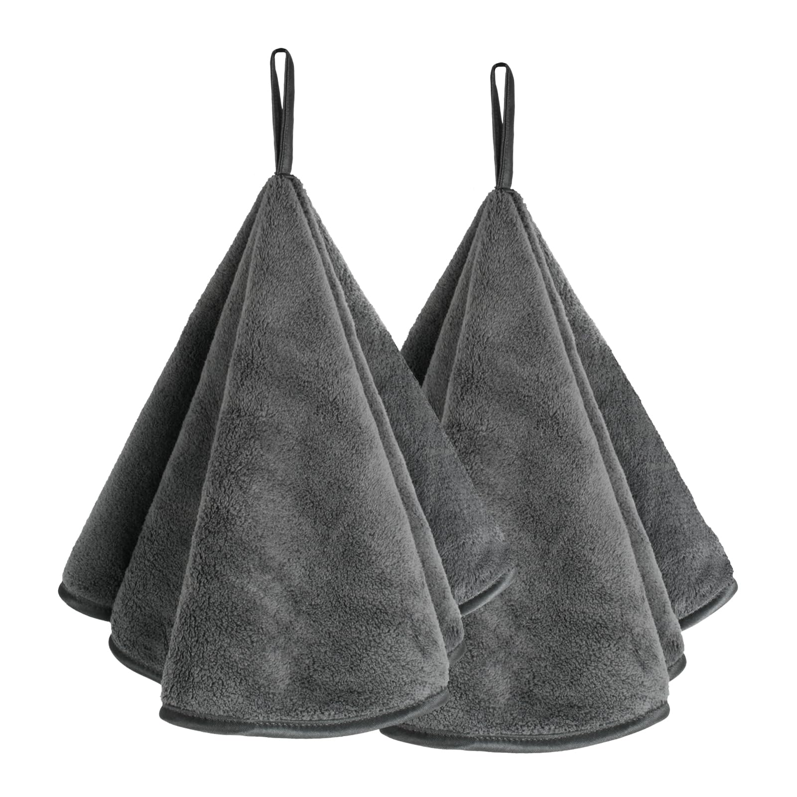 VIVOTE Super Soft & Absorbent Hanging Hand Towels, Guest Towel, Microfibre Hand Towels for Kitchen, Bathroom, 70 x 70cm Dark Grey 2 Pieces