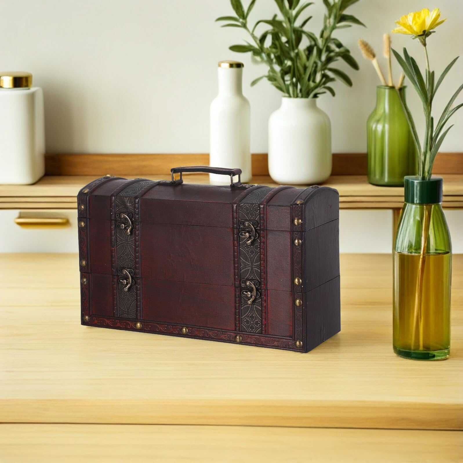 Scatola per Vino in Legno Scatola Retrò per Bottiglie Imballaggio del Vino le Bottiglie Adatta Feste Matrimoni e Regali