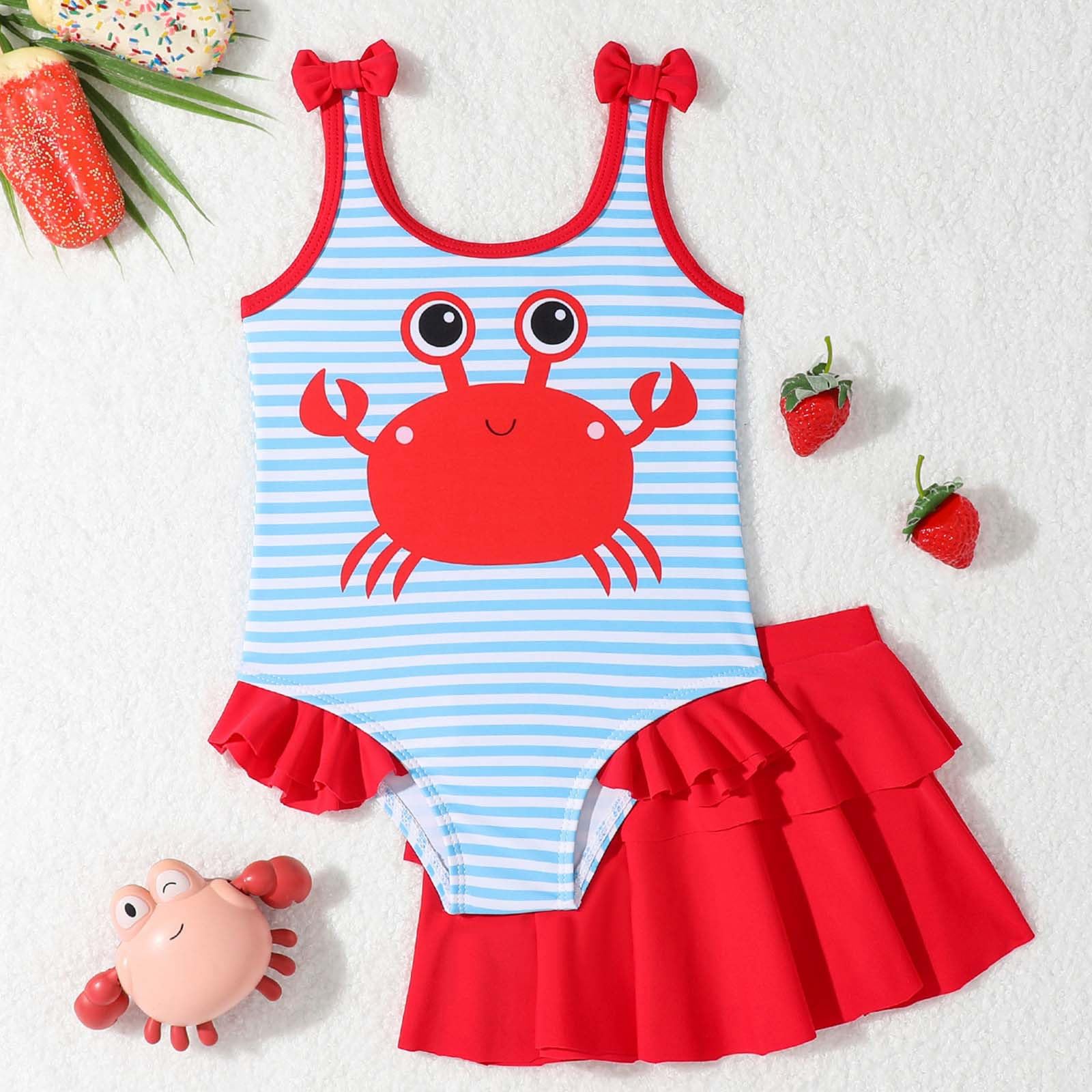Generisch Bañador para niña Bañador Niñas Lindo Pequeño Cangrejo Kini Bañador Natación Piscina Agua Caliente Natación Natación Piscina Natación Agua Caliente Natación