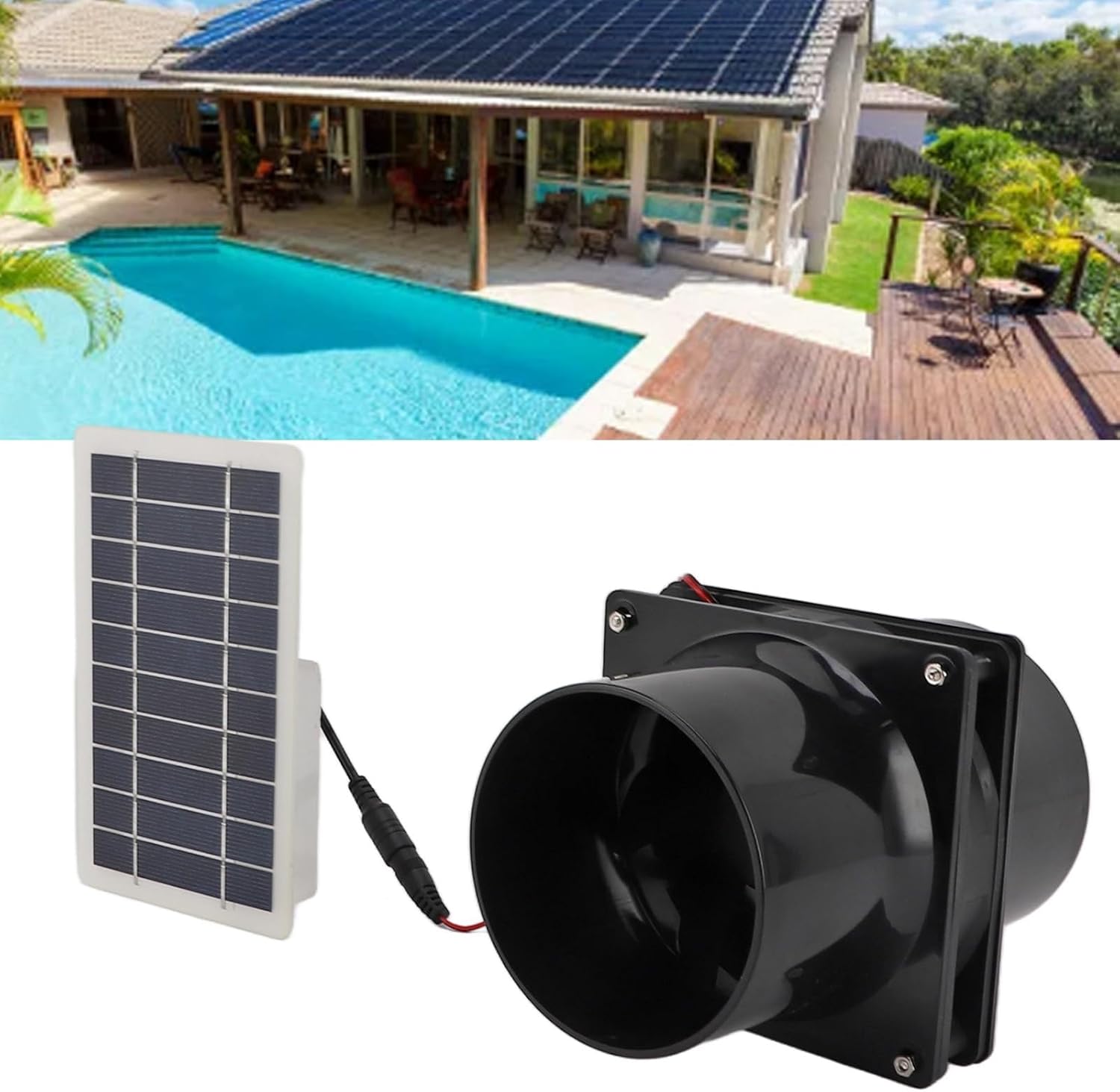 10W Solar Exhaust Fan, 6in 12V Ventilation Kit for Greenhouse Coop RV