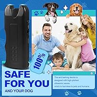 Vista 2 de Dispositivo antiladridos 3 en 1, dispositivos de control de ladridos de perros de hasta 16.4 pies, seguro para humanos y perros, herramienta
