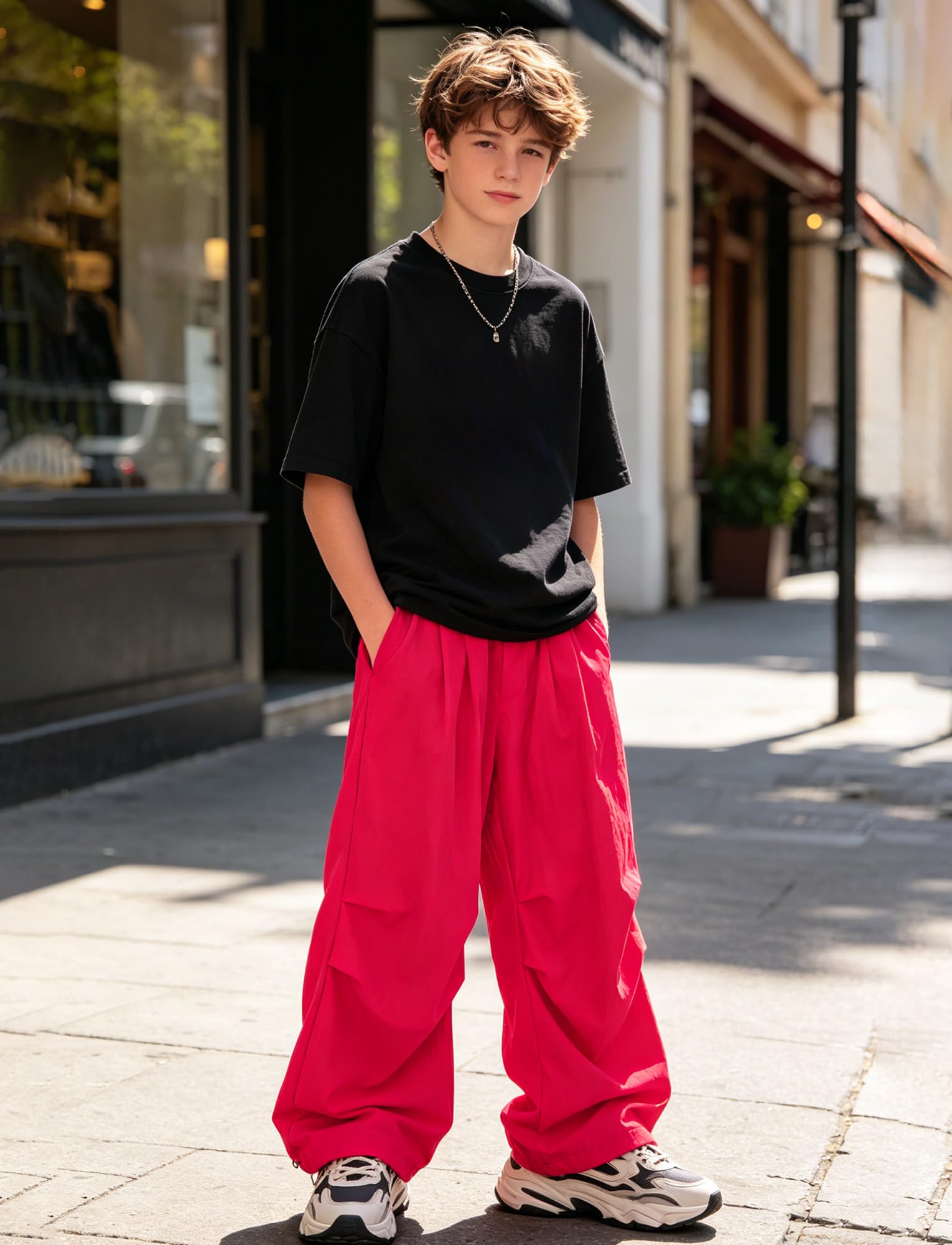 SEAUR Baggy Hose Jungs Cargo Fallschirm Hose Kinder Hip Hop Lang Hosen Leicht Dünne Sommerhose Freizeit Streetwear 4-13 Jahre