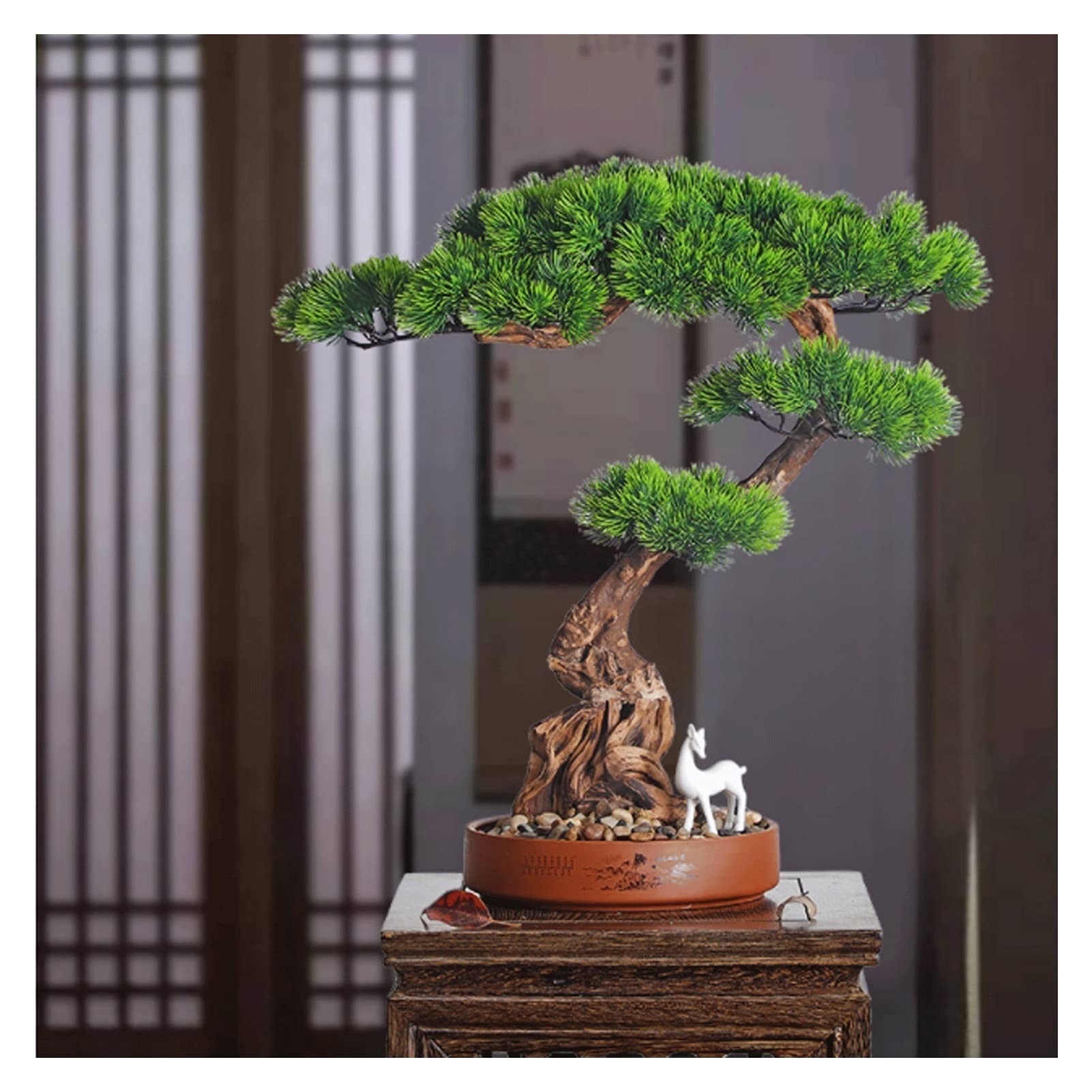Amazon.de: HAKLAKY Bonsai-Baum Kiefer Kunststoff Knstliche Bonsai  Begrungskiefer, 17 Zoll geflschter Podocarpus-Kiefer-Topfpflanze,  Faux-Haus-Anlagen fr den Tisch Home Office-Anzeige Kunstpflanze
