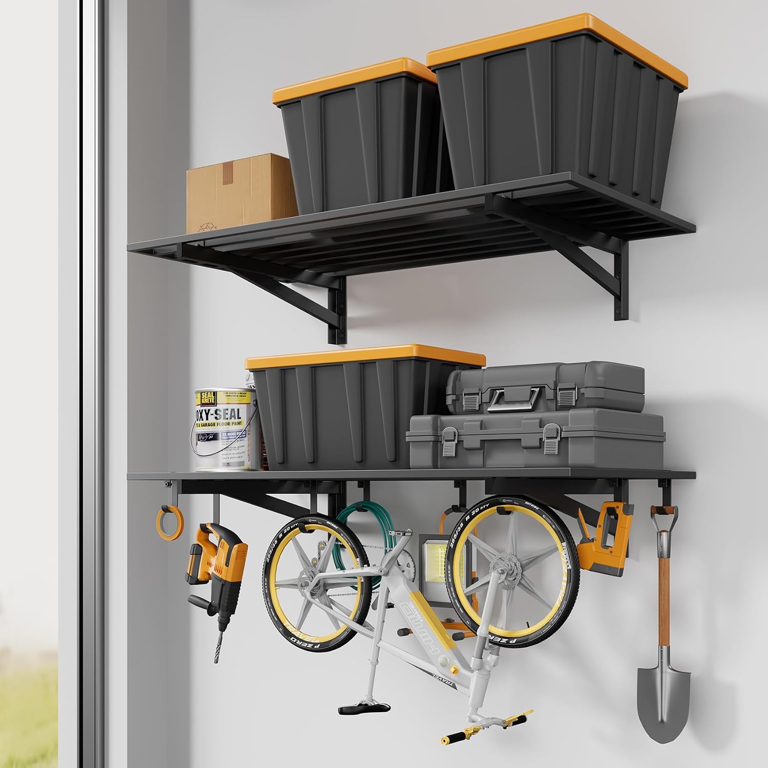 Jusgym 2 Pack Garage Shelving Wall Mounted