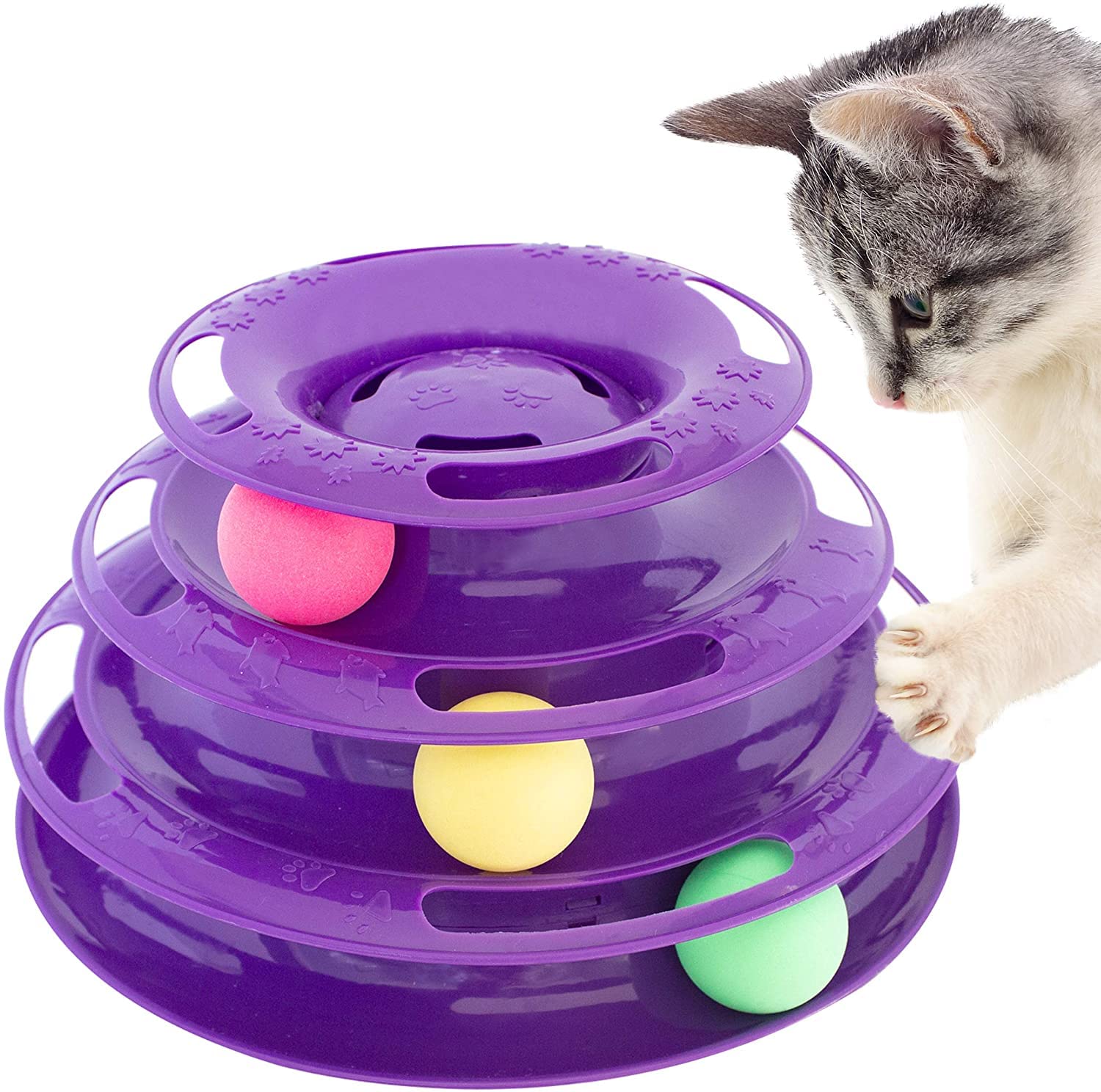 Pet Me Super Cat Tower of Tracks 3 Level Interactive Toy with Safety Bar Cat Ball Toy, Exercise Game, Teaser, Anti Slip, Active Healthy Lifestyle, Suitable for Multiple Cats 2022 Model (B09XR8GD43) Amazon Price History, Amazon Price Tracker