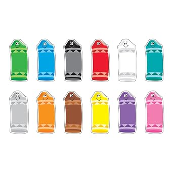 TREND Crayon Colors Classic Accents Variety Pack, Classroom Bulletin Board Cut Outs, 5-1/2 to 6 Inches, 72 Count