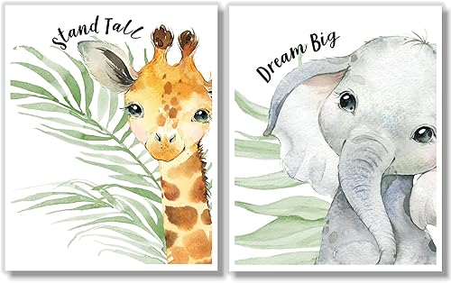 Miniatura 6 de Baby Safari Animals Wall Art Prints - Nursery Decor - Set of 6-8x10 - Jungle Nursery Room Pictures for Baby Girl Boy Kids - Motivational Quotes