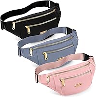 Vista 8 de Riñoneras impermeables de 3 piezas para mujeres y hombres con correa ajustable para la cintura para deportes, correr, ejercicio, caminar, viajar