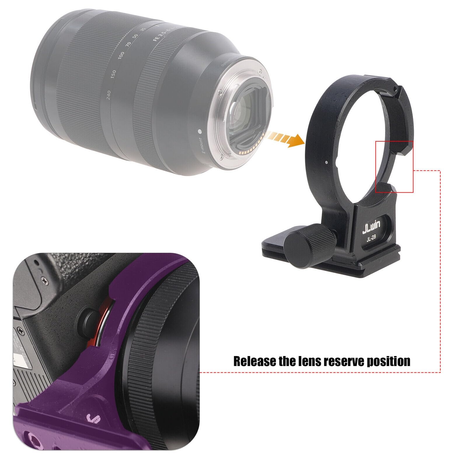 Hersmay Metalen 61 mm statiefklem voor Tamron 28-75 mm F2.8