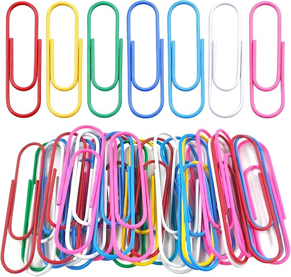 30 Pack Jumbo Paper Clips 4 Inch (10cm) Coloured, Vinyl Coated Paperclips, Multicolored Large Mega Paperclips Rustproof Sheet Holders for Organizing Files Documents Home Office School Supplies