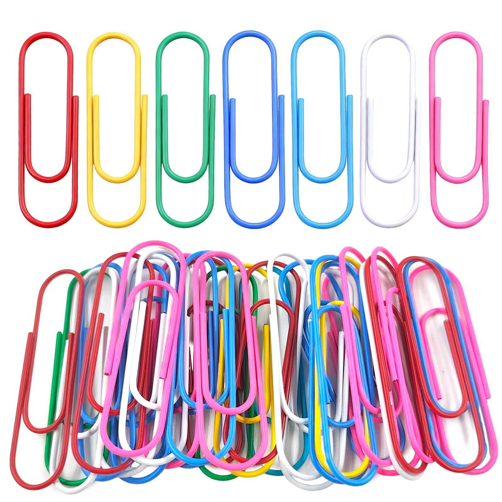 30 Pack Jumbo Paper Clips 4 Inch (10cm) Coloured, Vinyl Coated Paperclips, Multicolored Large Mega Paperclips Rustproof Sheet Holders for Organizing Files Documents Home Office School Supplies