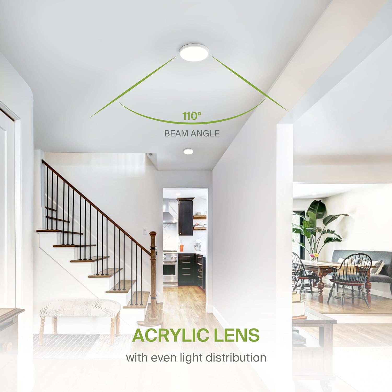 ASD LED 5" Round Flush Mount Ceiling Light Fixture, Low Profile Surface Lighting | 5CCT, Dimmable, Ultra-Thin, ETL Listed | 10W 700LM 2700-6000K 120V | Kitchen, Bedroom, Hallway Lamp | White