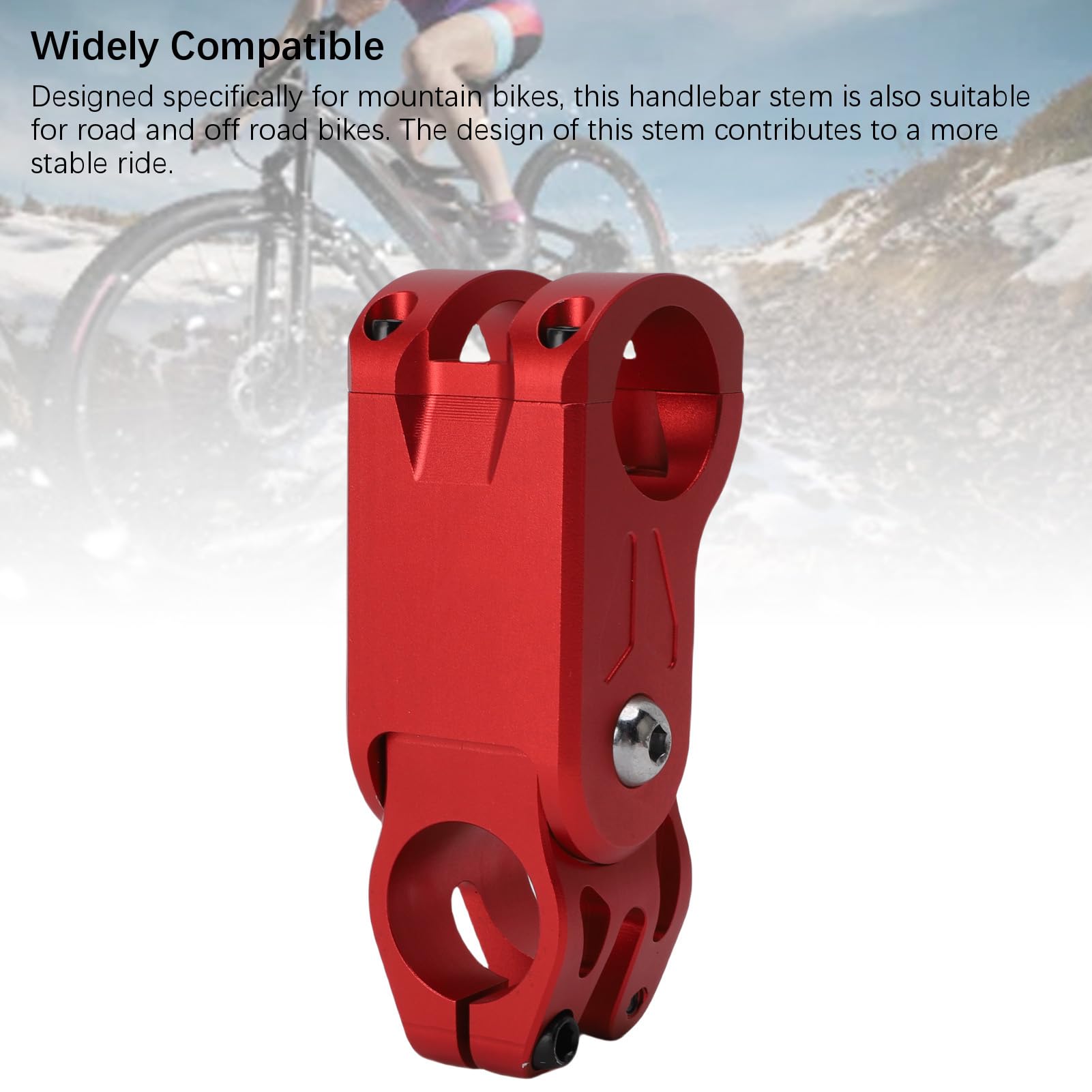 Wspornik Rowerowy, Amortyzowany Wspornik Kierownicy Rowerowej ze Stopu Aluminium w Kolorze Czerwonym ze stabilną jazdą do Roweru Górskiego Road Off Road