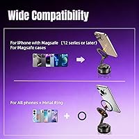 Vista 5 de Magnetic Vacuum Car Phone Holder with Strong Suction Cup 360° Adjustable Foldable Phone Mount Portable Phone Holders for Your Car/Gym/Mirror Mount