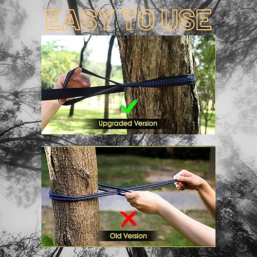 Miniatura 5 de HABP GLOBAL Hamaca de camping  Azul claro y oscuro  Portátil con correas de árbol y bolsa de transporte  Ideal para camping, senderismo, mochileros,