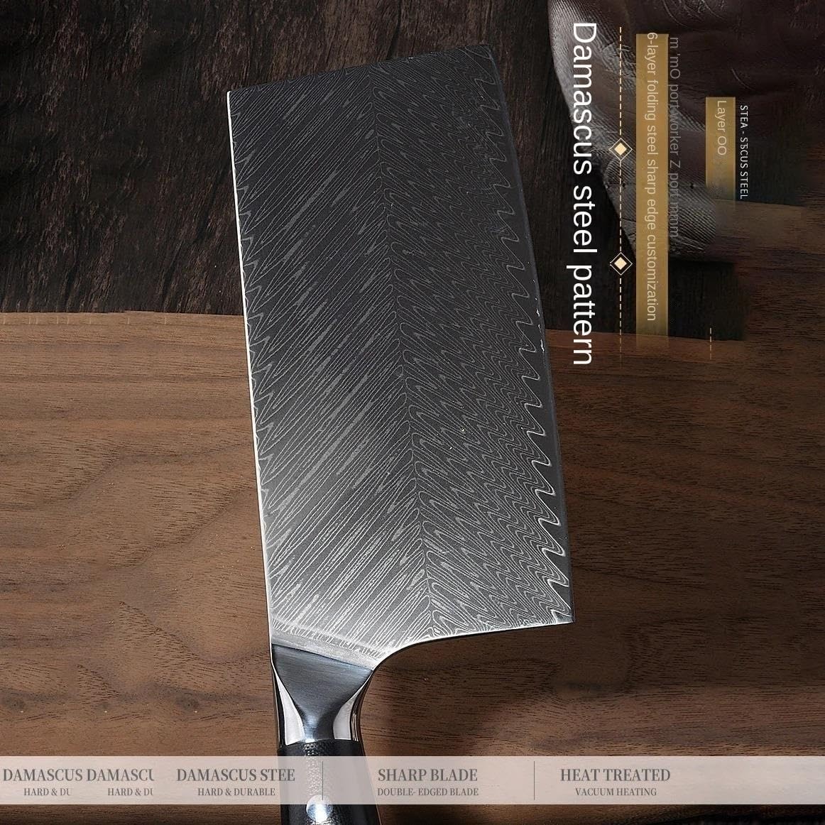 Meat Cleaver,Cleaver Knife 7 Inch Chinese Chef Knife G10 Handle 67 Layer Damascus Steel Blade Sharp Cleaver Slicing Meat 10Cr15CoMoV Kitchen Knives Cooking Tools, LAMAJIGA5844