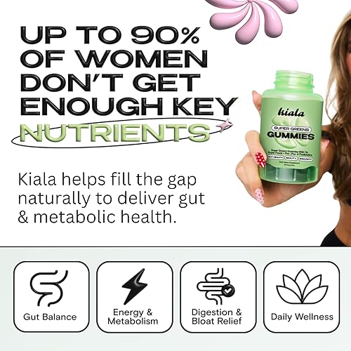 Miniatura 2 de Kiala Nutrition Super Greens - Gomitas con 11 verduras orgánicas, pre, post y probióticos, antioxidantes, suplemento de fibra gomosa superalimento