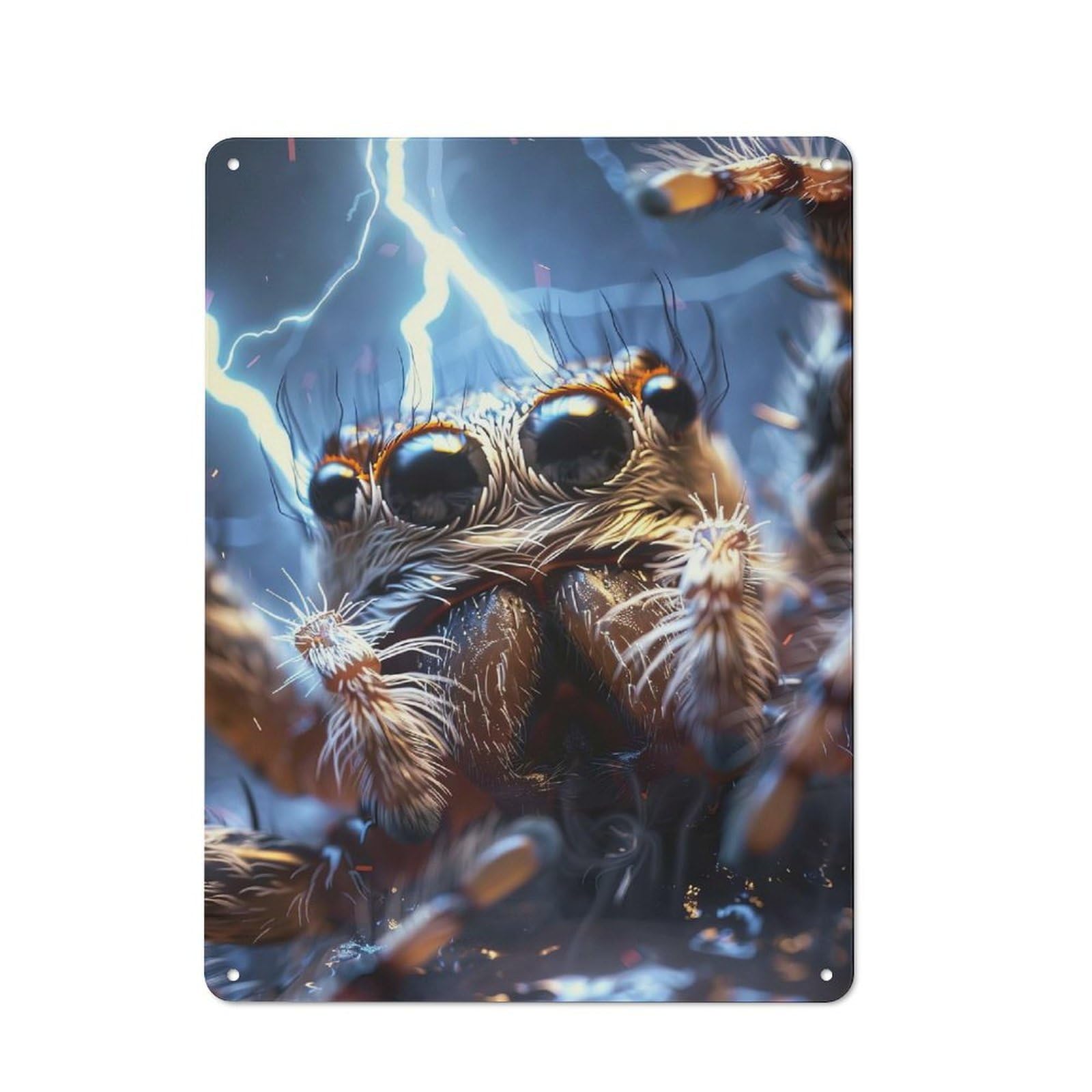 Spider Lightning Tin Wall Plaque 40x30cm, Rustic Farmhouse Wall Decor for Dining Room, Cafe, Entryway Or Family Room