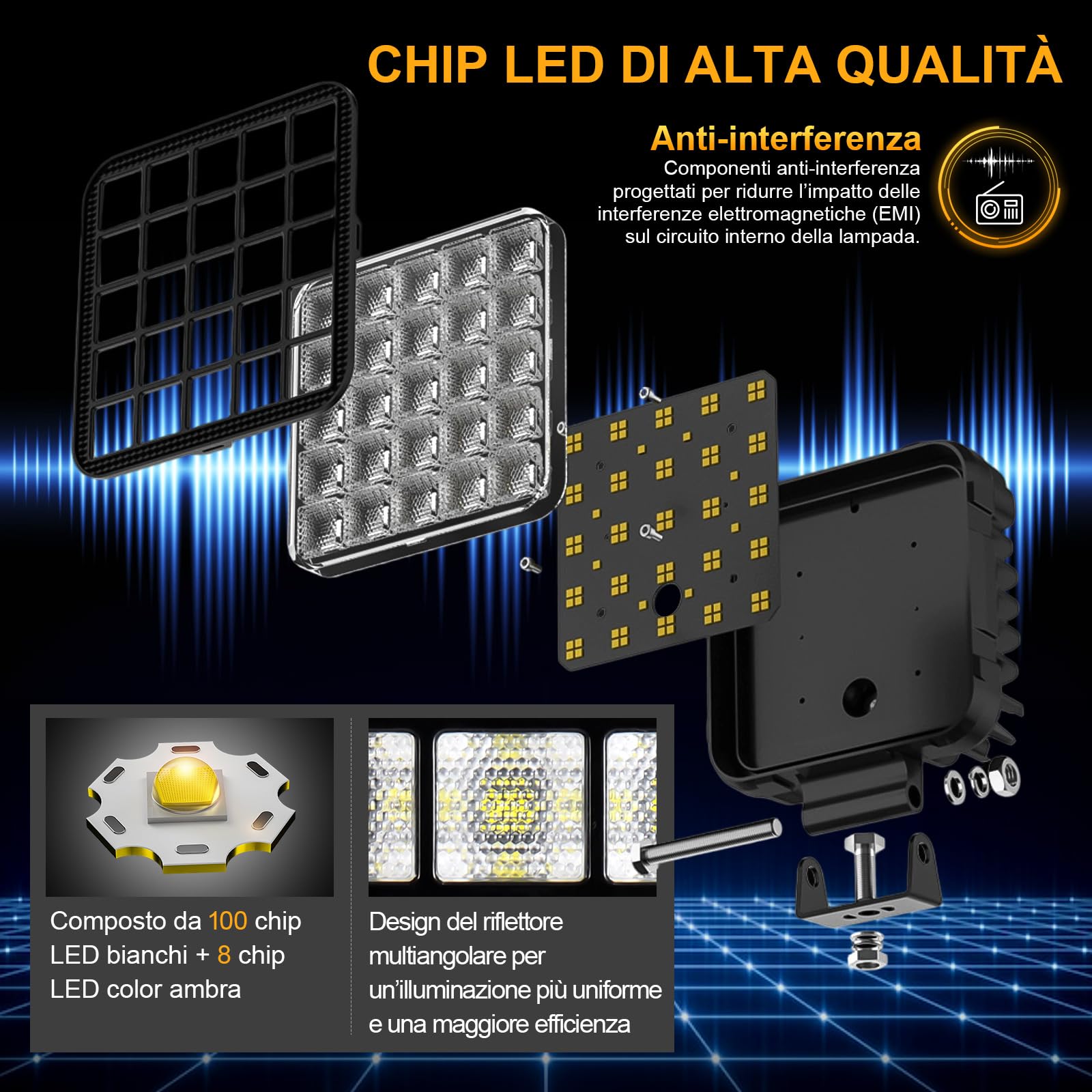 antom Reflektor roboczy LED 172 W, 9-60 V, 108 LED 6500 K, biały i 3000 K bursztyn